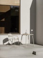 Krzesło ogrodowe z podłokietnikami  YUA silk grey Blomus – stalowe, nowoczesne, minimalistyczne
