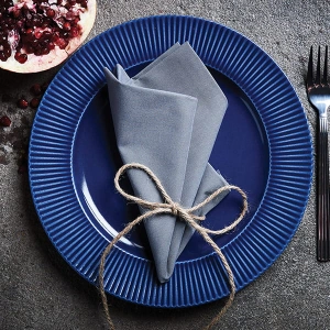 zastawa stołowa na 2 osób niebieska 10 elementów Groovy Stoneware blue AIDA DENMARK